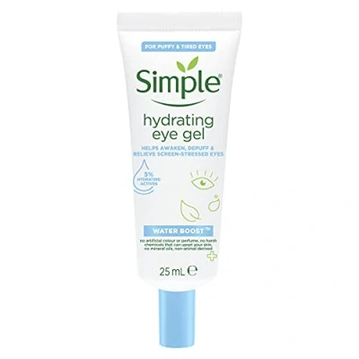 Image of Simple Water Boost Hydrating Eye Gel cruelty free and vegan for the deep &amp; long lasting hydration of screen stressed tired eyes 25 ml