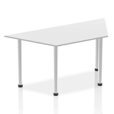 Image of Impulse 1600mm Trapezium White Top Brushed Aluminium Post Leg