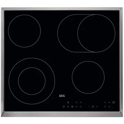 Image of AEG 58cm 4 Zone Ceramic Hob with Stainless Steel Frame
