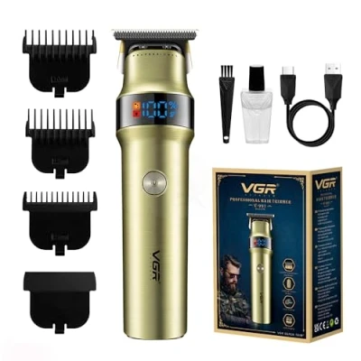 Image of VGR Cordless Beard Trimmer Men Rechargeable USB C 400 Min Battery Professional Ceramic Blade Clippers Electric Face Hair Shaver Razor Facial Stubble, Moustache, Head Edge, Sideburns Grooming