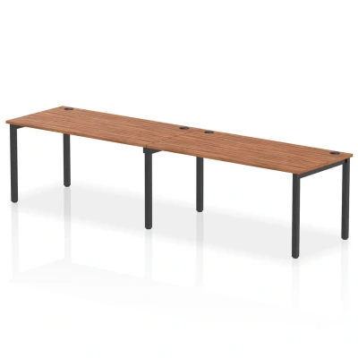 Image of Impulse Bench Single Row 2 Person 1600 Black Frame Desk Walnut