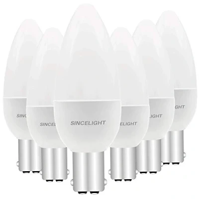 Image of B15 BA15D LED Candle Light Bulb, B35 Shape with Milky Diffuser, 5 Watt, Cold White 6500K &amp; RA≈92 High Color Rending, 500 Lumens≈50W Equivalent, Non Dimmable, Pack of 6