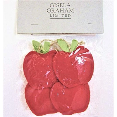 Image of Gisela Graham Red Apple Padded Felt Hanging Decorations Set of 4