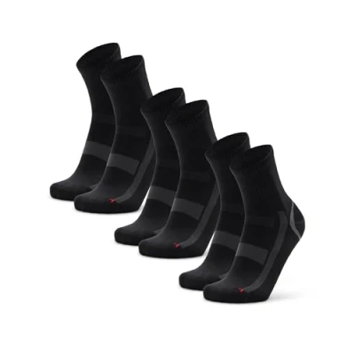 Image of DANISH ENDURANCE Athletic Sports Socks, Light Weight, Breathable Trainer Gym Men &amp; Women, Quarter Length, 3 Pack, Black/Grey, 5