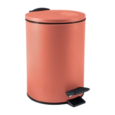 Image of Spirella Adelar Cosmetic Bin, 3 Litres, Stainless Steel with Soft Close Mechanism and Inner Bucket, Bathroom Waste Terracotta Red