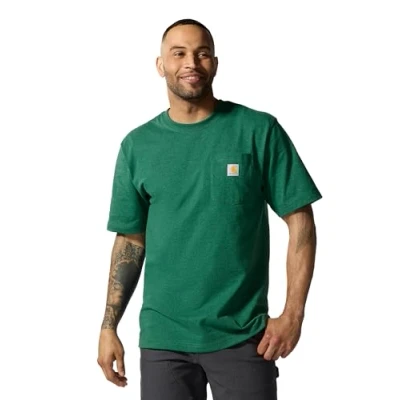 Image of Carhartt Men&#039;s Relaxed Fit Heavyweight Short Sleeve K87 Pocket T Shirt Work Tees, North Woods Heather, 4XL
