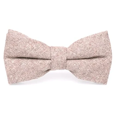Image of Men&#039;s Luxury Wool Pre tied and Fully Adjustable Bow Tie (Biscuit Brown) suitable for formalwear, office, weddings, parties, grooms &amp; groomsmen outfits