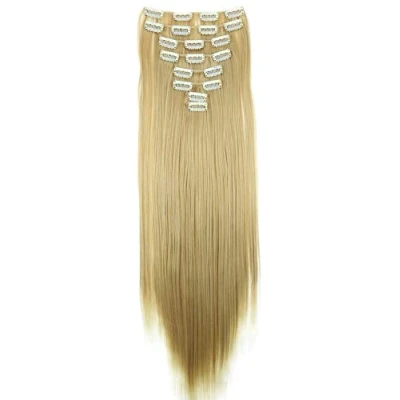 Image of CAISHA Xxl 20&quot; 8 PieCES Set Clip In Extensions Hair Extension Hairpiece Voluminous Straight Light Blond Mix CES209