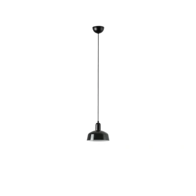 Image of Tatawin Small Dome Pendant Ceiling Light Black, Gloss Black 1x E27