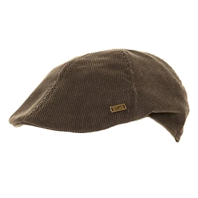 Image of Unisex Lightweight Preformed Peak Summer Style Cord Flat Cap (58, Grey)