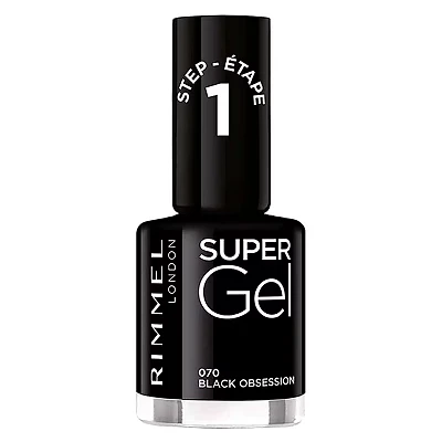 Image of Rimmel Super Gel Nail Polish Black Obsession