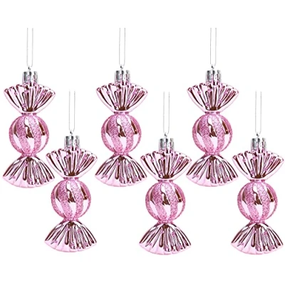 Image of Christmas Concepts® Pack of 690mm Sweet Shaped Baubles Shiny &amp; Glitter Decorated Tree Decorations (Baby Pink)