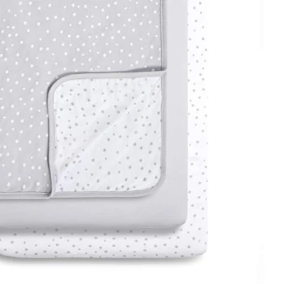 Image of Snüz 3 Piece Crib Bedding Set 100% Jersey Cotton Grey &amp; White Blanket and Sheets Spot
