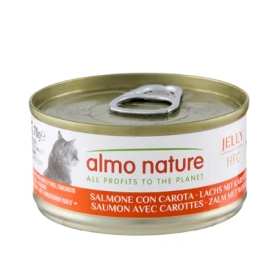 Image of almo nature HFC Jelly Wet Cat Food with Salmon &amp; Carrots (Pack of 24 x 70g Tins)
