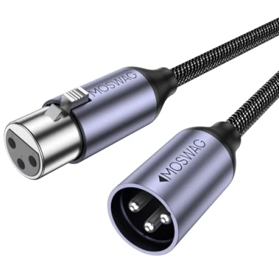 Image of MOSWAG XLR to Cable, Microphone Cable 16.4FT/5M 3 Pin Balanced Shielded for Mic Mixer, Microphone, Recording Studio, Podcast, Behringer, Speaker Systems