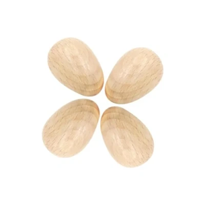 Image of HugeDE 4 Pcs Music Shaking Eggs Wooden Easter Shakers Small Percussion Egg Maracas Wood Musical Hand Instruments