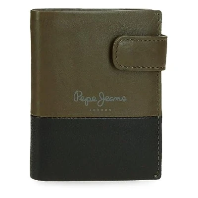 Image of Pepe Jeans Dual Vertical Wallet with Click Closure Green 8.5 x 10.5 1 cm Leather, Green, One Size,