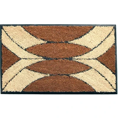 Image of Coco&amp;Coir Natural Coir Non Slip Thick Premium Quality Rubber Backed Eco Friendly Indoor Outdoor Heavy Duty Entrance Door Mat 45 x 75 cm (Palm Cluster)