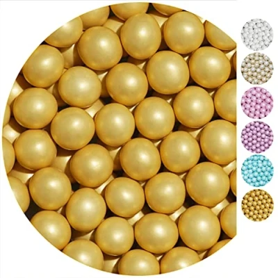 Image of EinsSein 0,35kg sugared Crispy Chocolate Pearls Large Gold Pearl Heart Chocolates Sweets dragées Dragees Wedding Mini Favours Guests Shapes Table Hearts Party Baptism Sweet Almonds
