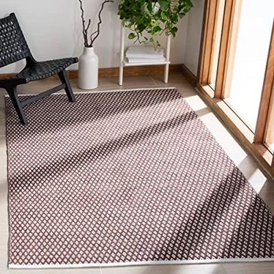 Image of SAFAVIEH Modern Rug for Living Room, Dining Bedroom Boston Collection, Short Pile, in Brown, 152 X 244 cm