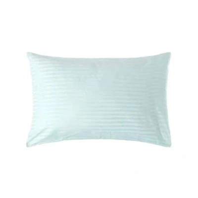 Image of HOMESCAPES Blue Pure Egyptian Cotton Pillowcase Standard Size 330 TC 500 Thread Count Percale Equivalent Satin Stripe Housewife Pillow Case