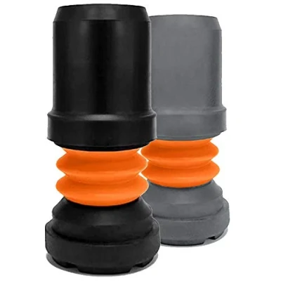 Image of Flexyfoot Shock Absorbing Walking Stick Ferrule Choice of Sizes &amp; Colours Available Here Improves Grip, Safety, Reduces Slips, 19mm Black