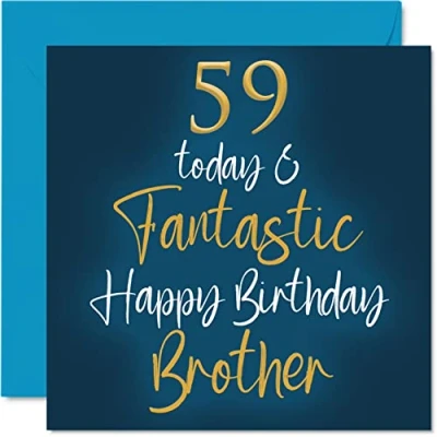 Image of Fantastic 59th Birthday Cards for Brother 59 Today &amp; Happy Card from Sister, Gifts, 145mm x Sibling Greeting Gift