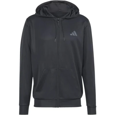 Image of adidas Men&#039;s Train Essentials Seasonal Full Zip Hoodie, black, S