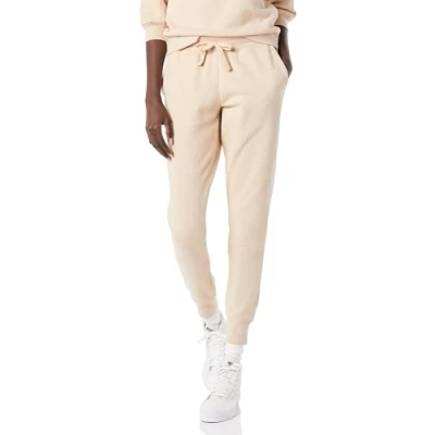 Image of Amazon Essentials Women&#039;s Fleece Cuffed Jogging Bottoms (Available in Plus Size), Beige, XS