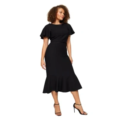 Image of Trendyol Women&#039;s Woman Young Regular Bodycon V neck Woven Dress, Very Colorful, 36 UK