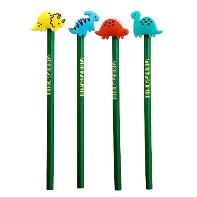 Image of Puckator Dinosauria Jr Dinosaur Pencil with PVC Topper Pencils for Kids End of Year Gifts Children Funky Girls Boys Party Bag Fillers Childrens Classroom