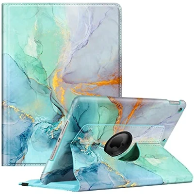 Image of FINTIE Case Compatible with iPad 10.2 Inch 9th/8th/7th Generation (2021/2020/2019), 360 Degree Rotating Cover Pen Storage Function, Emerald Marble