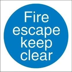 Image of Seco Fire Escape Keep Clear Sign, 100mm x 1mm Semi Rigid Plastic