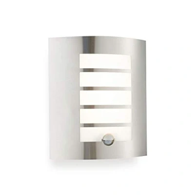 Image of Bianco PIR Lights Outdoor Curved Design Outside Mains Powered Integrated 7W SMD LED Security with Motion Sensor IP44 Weatherproof Wall Lights, Warm White Colour