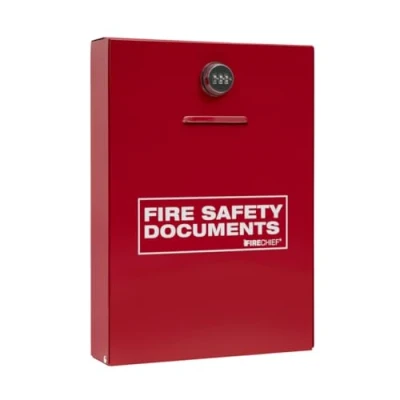 Image of Firechief Slimline Red Metal Document Cabinet with Combination Lock for A4 and A5 Documents Fire Safety Holder Perfect Offices, Public Buildings, Commercial Premise