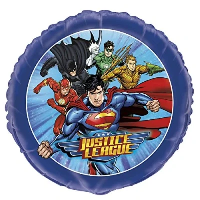 Image of Justice League Multicolor Round Foil Balloon (45cm) 1 Piece Perfect for Superhero themed Parties and Events