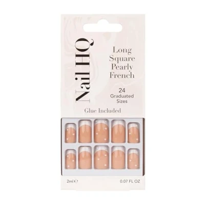 Image of Nail HQ Long Square Pearly French Nails