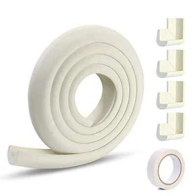 Image of Vicloon Edge Protectors, 2 M Foam Safety Strip and 4 Corner Cushion Protector Set, Guards for Baby Milky White