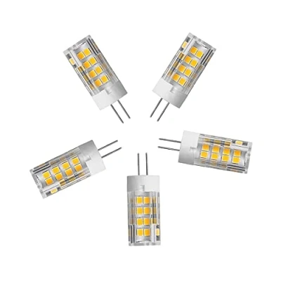 Image of OUKAIDE 5 Pack G4 LED Bulbs 5W 51 SMD 2835LEDs lamp AC220 240V Warm White 3000k Super Bright Bulb 500LM Beam Angle 360 Ceramic Base Non dimmable