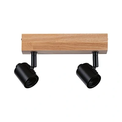 Image of Paulmann Arvid 66771 Spotlight 2 Bulb Max. x 20 Watt Ceiling Light Black Wood Metal E27