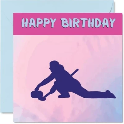 Image of Sport Birthday Cards for Women Girls Curling in Card Friend Sister Daughter Niece Teammate, 145mm x Athlete Greeting