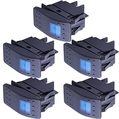 Image of Mintice™ 5 X Car Marine Offroad Vehicle Blue LED Light Lamp Button Toggle Switch Dash 4Pin