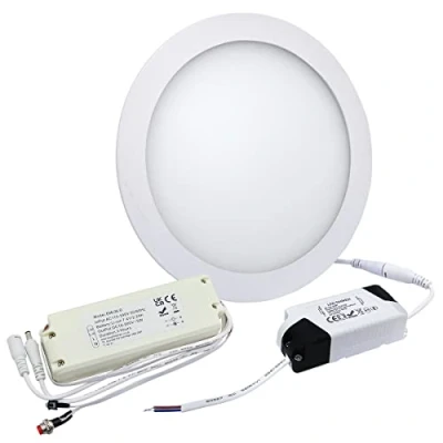 Image of Long Life Lamp Company 18w LED Panel Light Recessed with 3 Hour Emergency Battery Pack, Cool White 6500k Round Ceiling