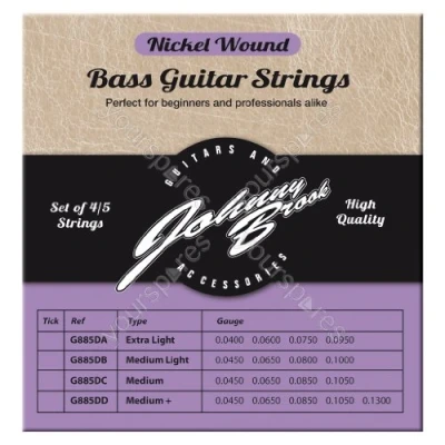 Image of Johnny Brook Set Of 4 Nickel Wound Bass Guitar Strings (Medium Light Gauge)