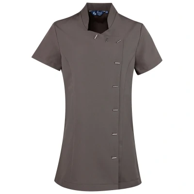 Image of Premier Womens/Ladies Orchid Short Sleeved Tunic (Dark Grey) Size 8 UK