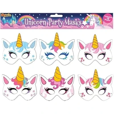 Image of MustBeBonkers Cardboard Face Masks (Unicorn, 12)