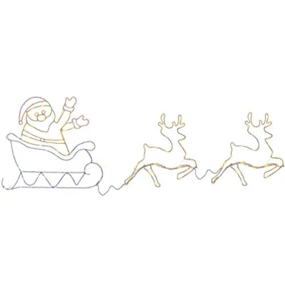 Image of WeRChristmas Twin Reindeer with Santa Sleigh Animated Silhouette, Multi Colour, 1 m