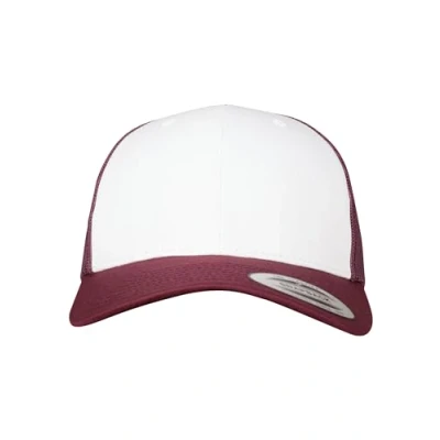 Image of Flexfit Retro Trucker Cap, Size: One Size, Maroon/white