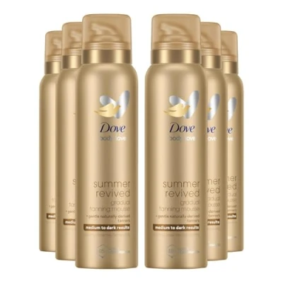 Image of 6 pk of 150ml Dove Derma Spa Gradual Self Tan Body Mousse Medium to Dark