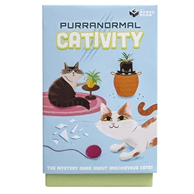 Image of Fizz Creations Purranormal Cativity Mystery Game For Family and Friends. Cluedo Style With A Feline Twist! Includes 36 Cards, 4 Pencils &amp; 100 Clue Sheets. 3 to 6 players. Fun Travel Games.